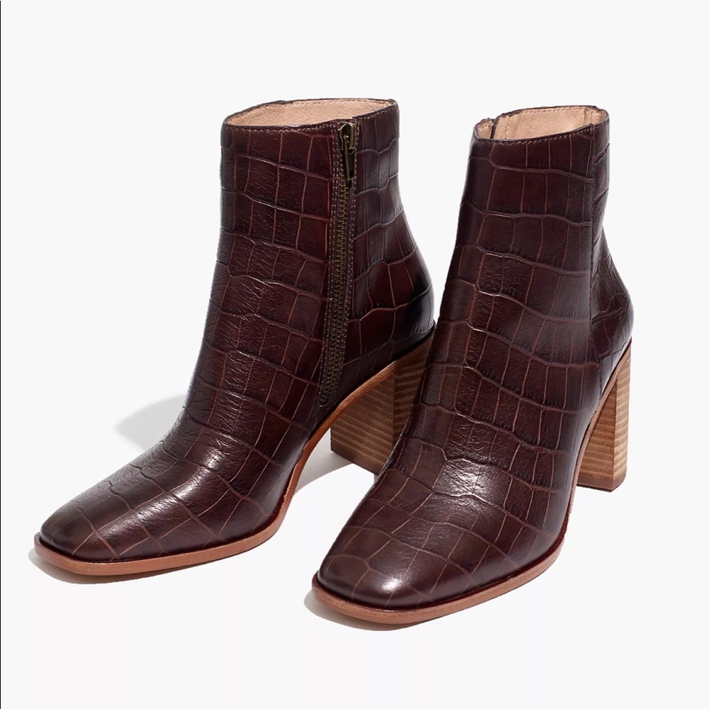 Madewell Greer Boot in Croc Embossed Leather